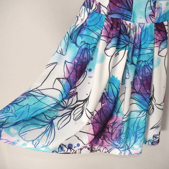 Tiger Mist Floral Watercolor Print Dress Size M - Picture 5 of 12